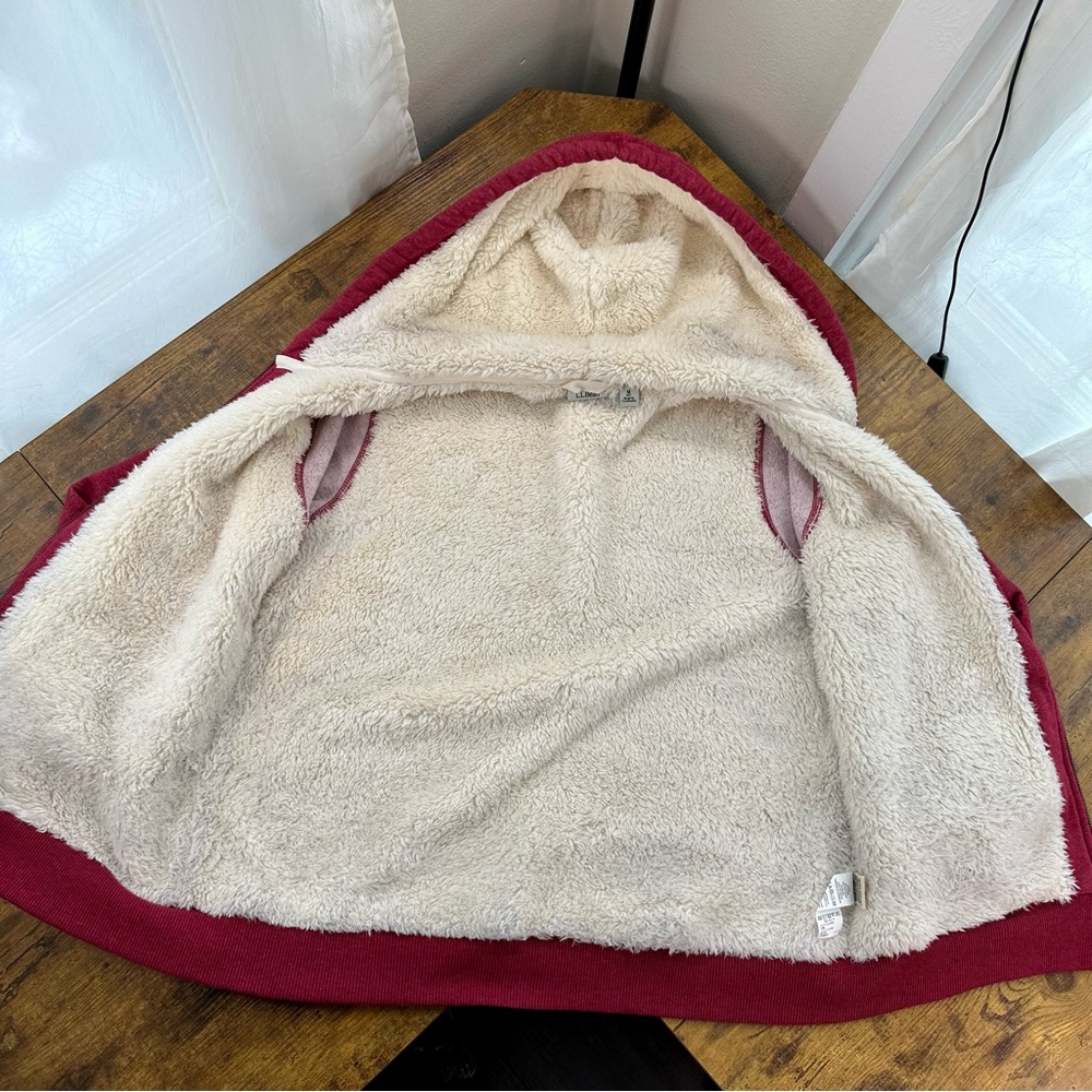 L.L. Bean Women's 1912 Sweatshirt, Sherpa Lined Hoodie, Cranberry Medium Petite - Picture 11 of 16
